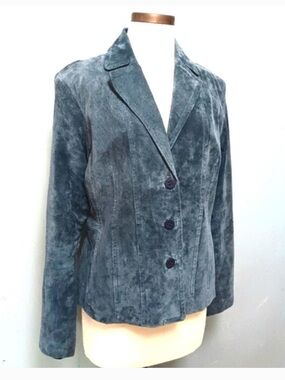 Vintage Jones New York Deep Green Suede Button Jacket